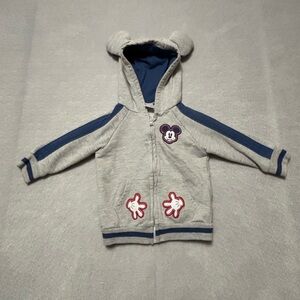 Disney Baby Soft Gray Zip Up Jacket w/Mickey Face and Hands Gray Baby Size 18M